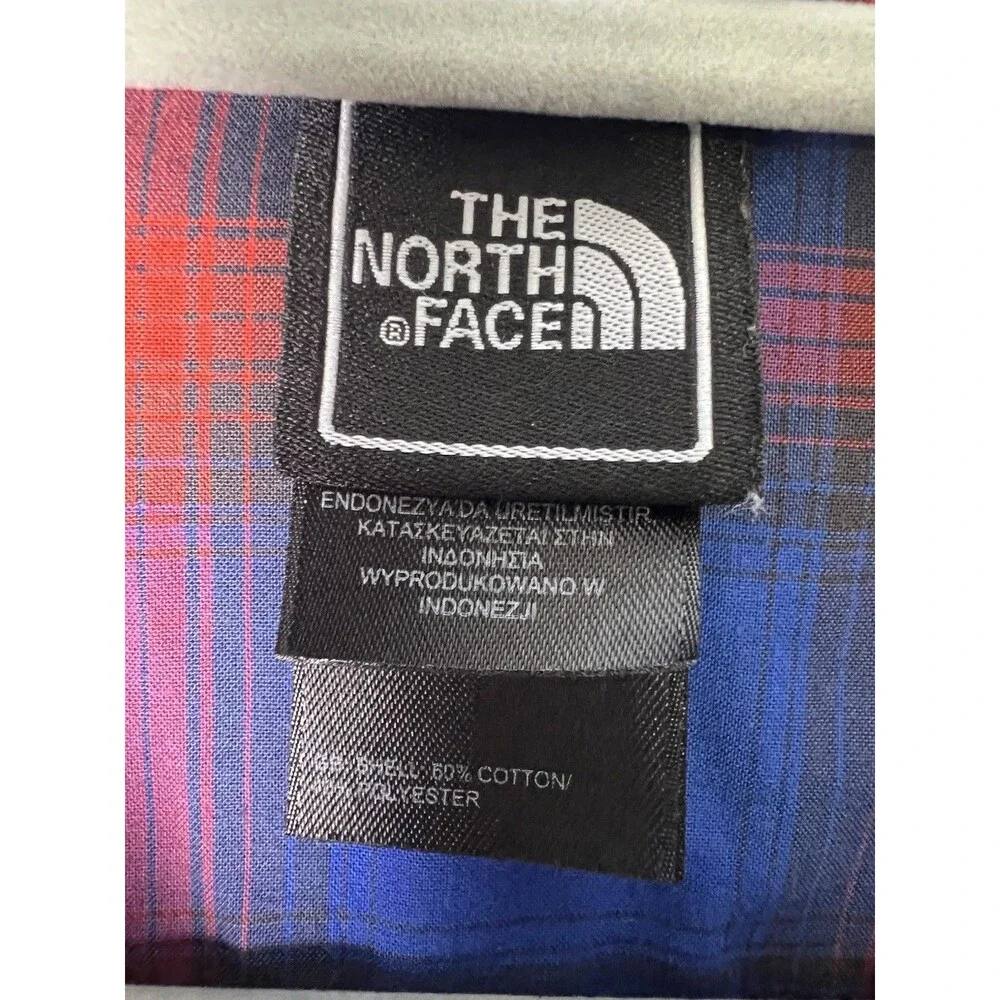 The North Face Button Down Shirt Mens M Blue Red Plaid Short Sleeve Cotton Top